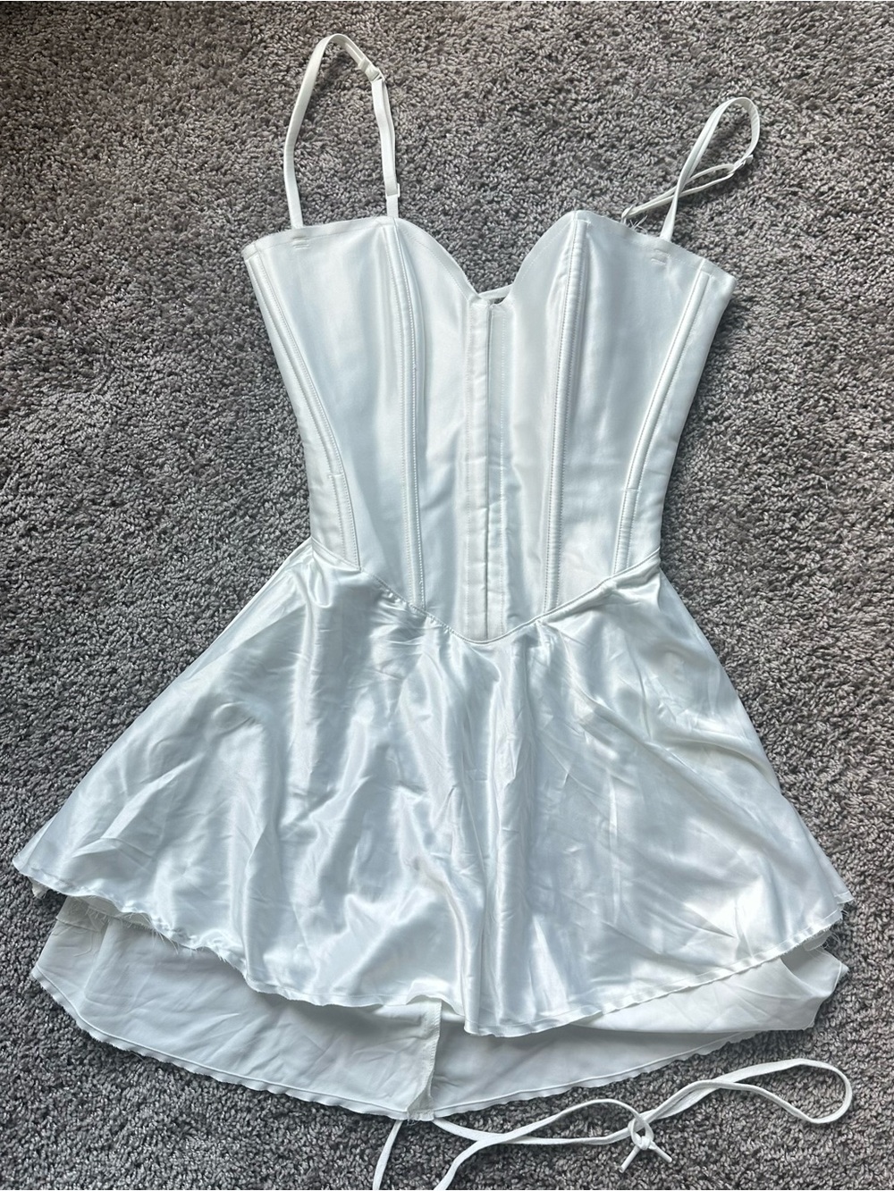 SKIMS White Satin Corset Mini Dress - Picture 1 of 6